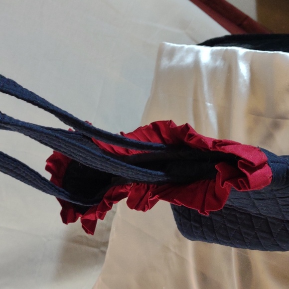 Vintage Quilted Navy Blue Shoulder Bag/Purse w/Flag, by Williamsburg - Picture 5 of 8